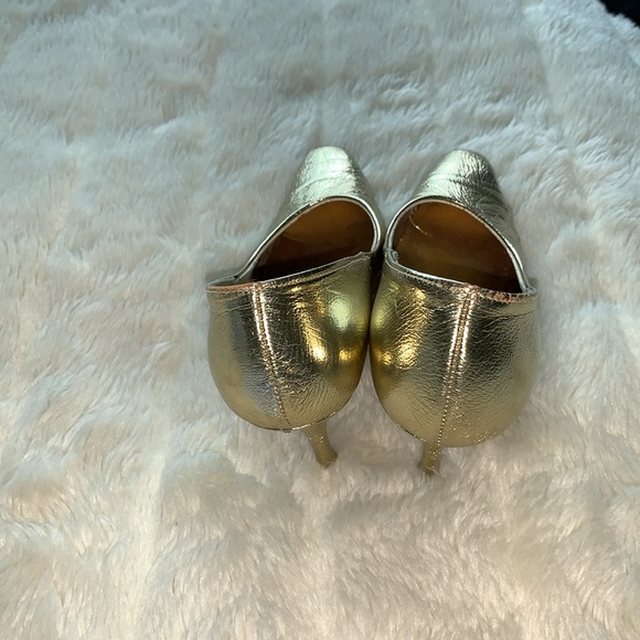 Vintage metallic gold leather pointed toe pumps 7 - Picture 11 of 15